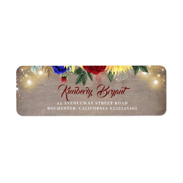 Sunflowers Rustic Fall Burgundy and Navy Blue (Front)