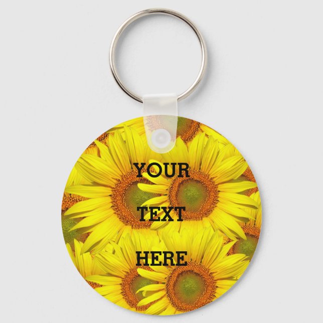 Sunflowers Rustic Floral Summer Yellow Weddings  Key Ring (Front)