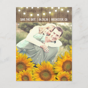Sunflowers Rustic Photo Save The Date Postcards