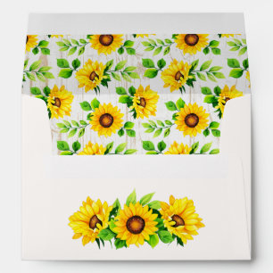 Sunflowers & Rustic Wood Pattern Party Invitation Envelope