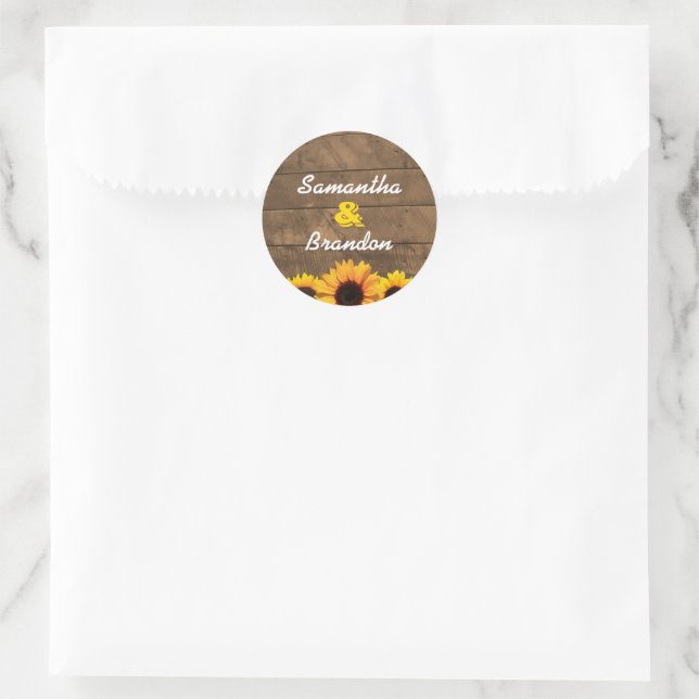 Sunflowers & Rustic Wood Personalised Stickers (Bag)
