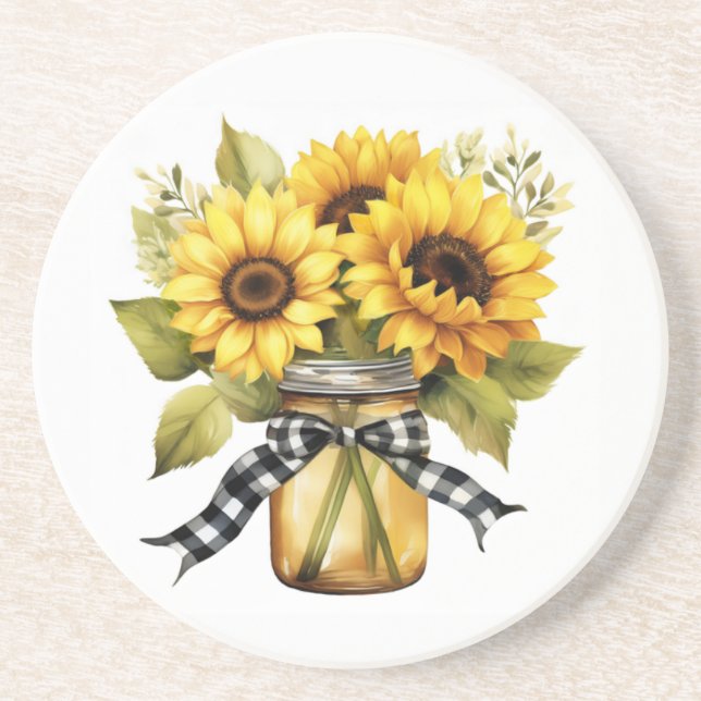 Sunflowers Sandstone Coaster (Front)