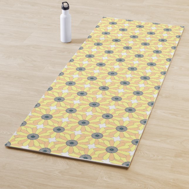 Sunflowers seamless floral pattern yoga mat (In Situ)