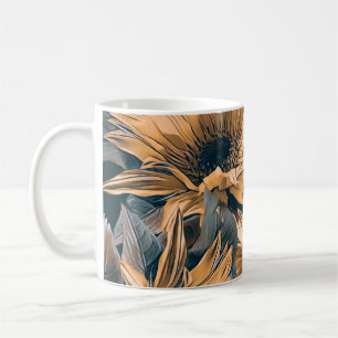 Sunflowers seamless pattern. Autumn watercolor bac Coffee Mug
