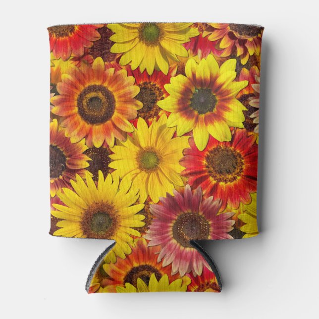 Sunflowers Seamless Pattern Can Cooler (Front)