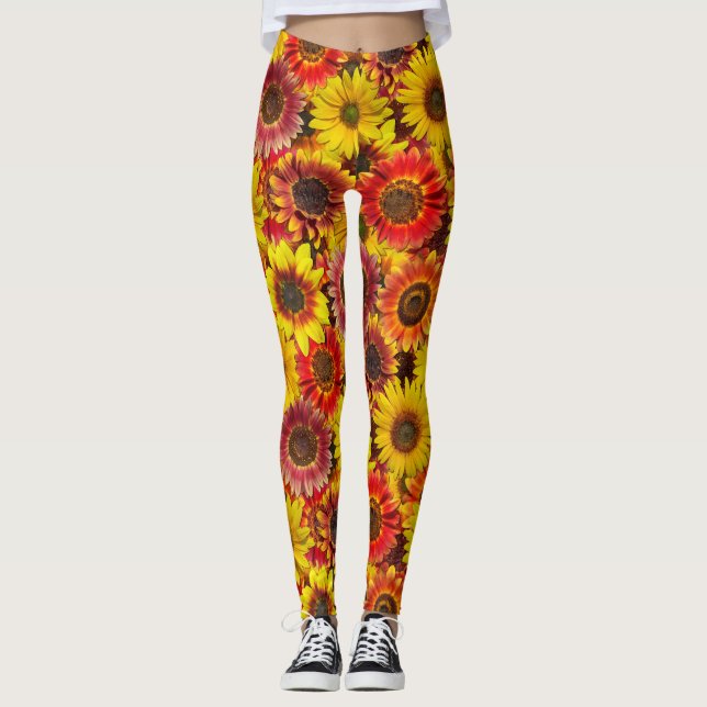 Sunflowers Seamless Pattern Leggings (Front)