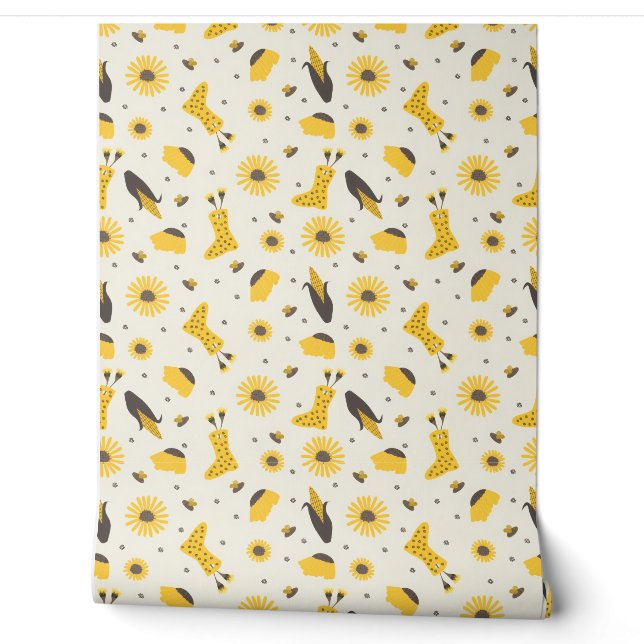 sunflowers  seamless pattern wallpaper (Unrolling)