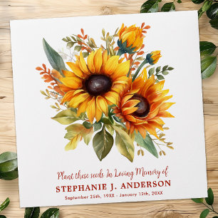 Sunflowers Seed Packet Custom Funeral Memorial  Envelope