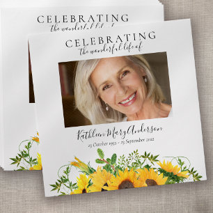 Sunflowers Seed Packet Memorial Funeral  Envelope
