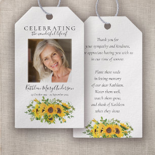 Sunflowers Seed Packet Memorial Funeral Favour Tag