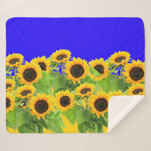 Sunflowers Sherpa Blanket Ukrainian Flag Colours