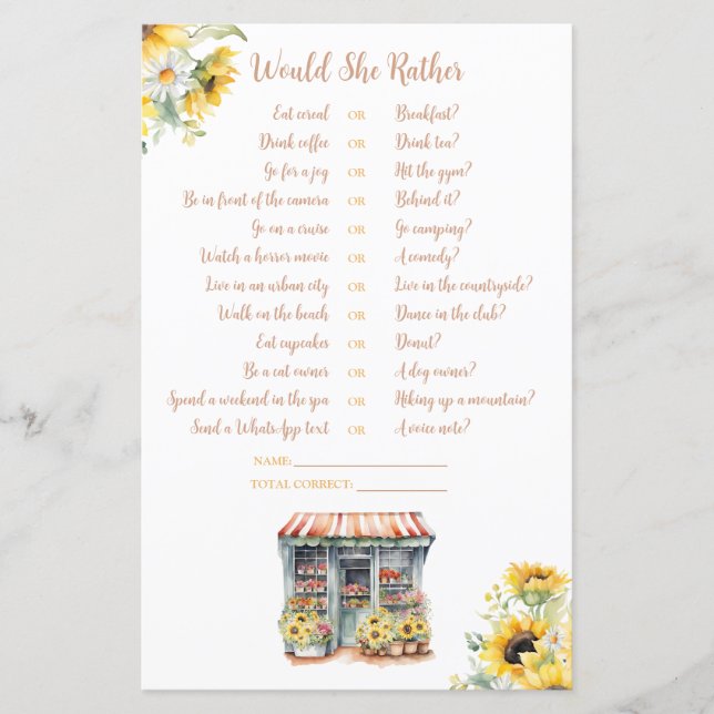 Sunflowers She's Off The Market Would She Rather (Front)