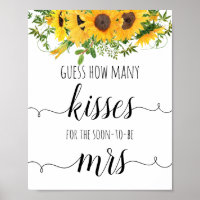Sunflowers Shower Game Guess How Many Kisses
