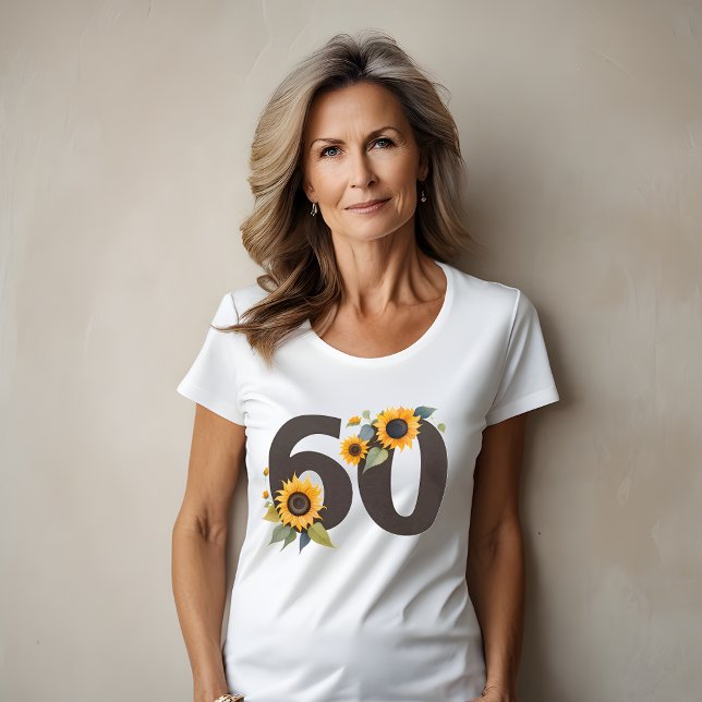 Sunflowers Sixty Women's Tshirt - 60th Birthday (🌻 Embrace the 60s: Sunflowers Sixty Women's T-Shirt! 🎉)