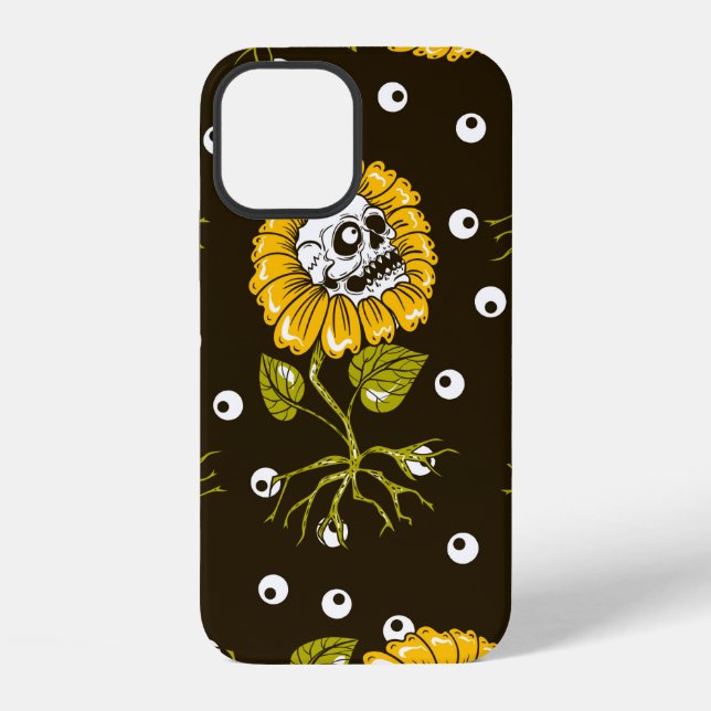 sunflowers skulls seamless pattern iPhone case (Back)