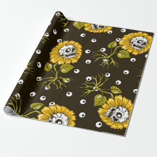 sunflowers skulls seamless pattern wrapping paper