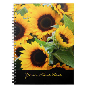 Sunflowers Spiral Notebook with Customisable Text