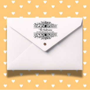 Sunflowers Split Monogram Theme  Rubber Stamp