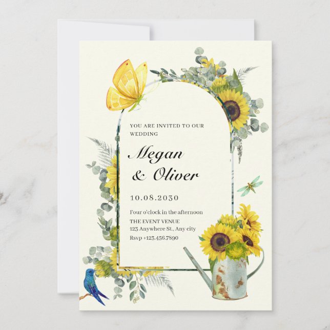 Sunflowers spring wedding invitation (Front)