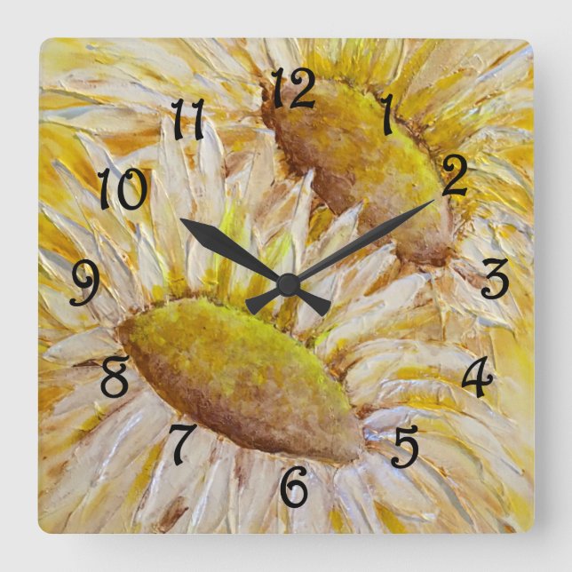 Sunflowers Square Wall Clock (Front)