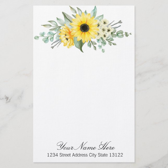 Sunflowers Stationery (Front)
