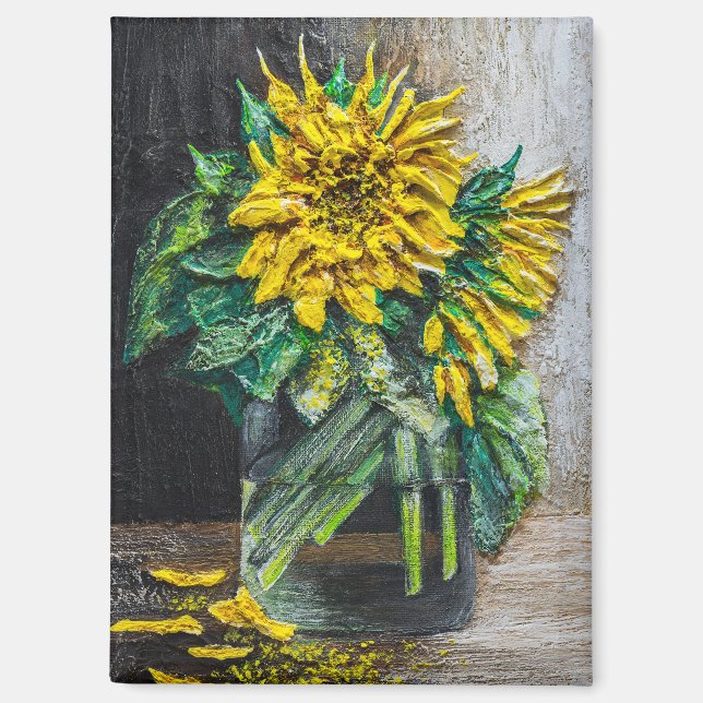 Sunflowers Still Life Acrylic Painting  Magnet (Front)