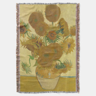 Sunflowers, Still Life Oil Painting, Van Gogh Throw Blanket