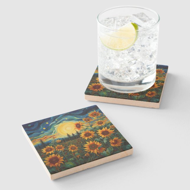 Sunflowers Stone Coaster (Side)