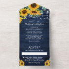 Sunflowers String Lights Rustic Navy Blue Wedding