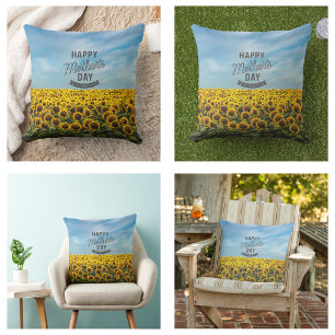 Sunflowers Stylish Elegant Best Mum Ever Floral Cushion