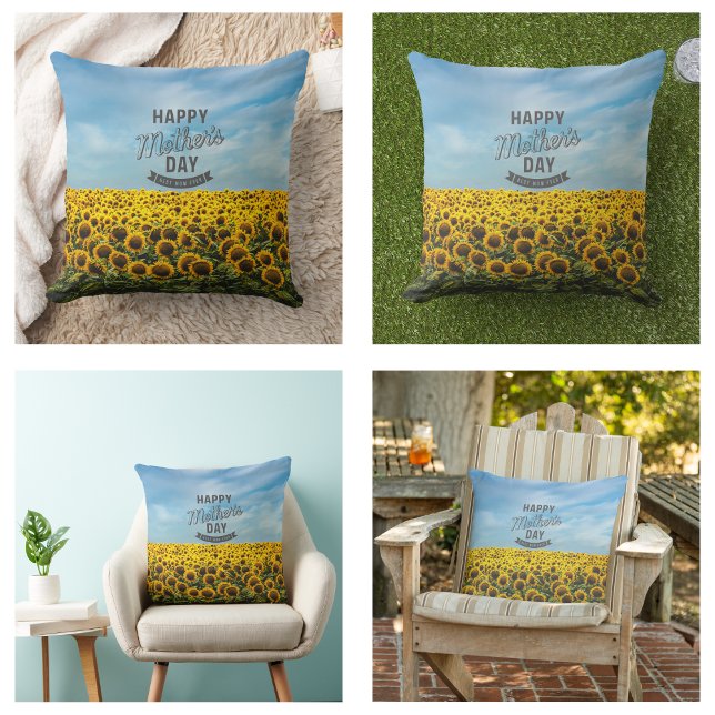 Sunflowers Stylish Elegant Best Mum Ever Floral Cushion (Sunflowers Stylish Elegant Best Mom Ever Floral pillows)