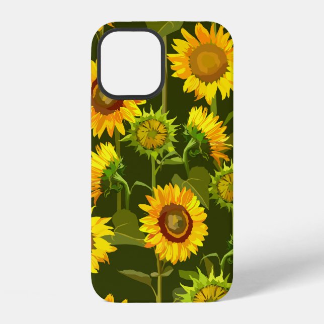 Sunflowers summer seamless pattern iPhone case (Back)