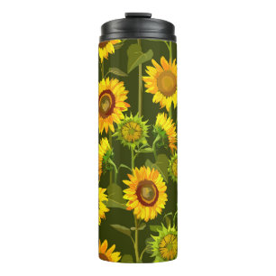 Sunflowers summer seamless pattern thermal tumbler