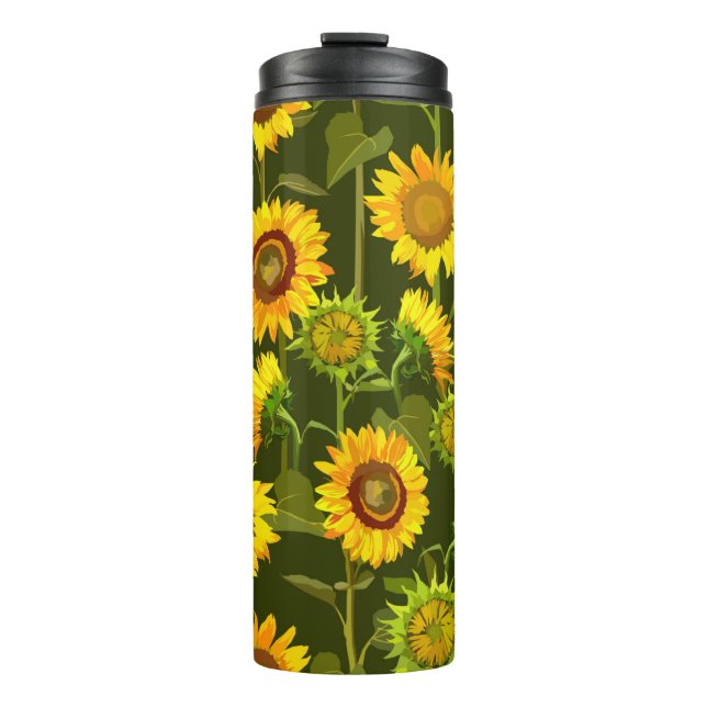 Sunflowers summer seamless pattern thermal tumbler (Front)