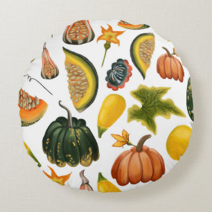 Sunflowers Summer: Vintage Watercolor Pattern Round Cushion