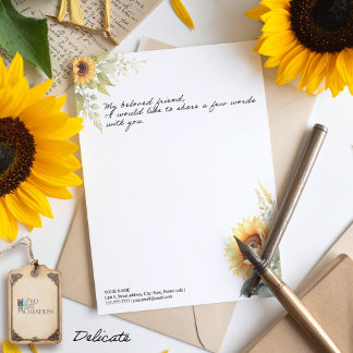 Sunflowers Sun Kisses Custom Letterhead