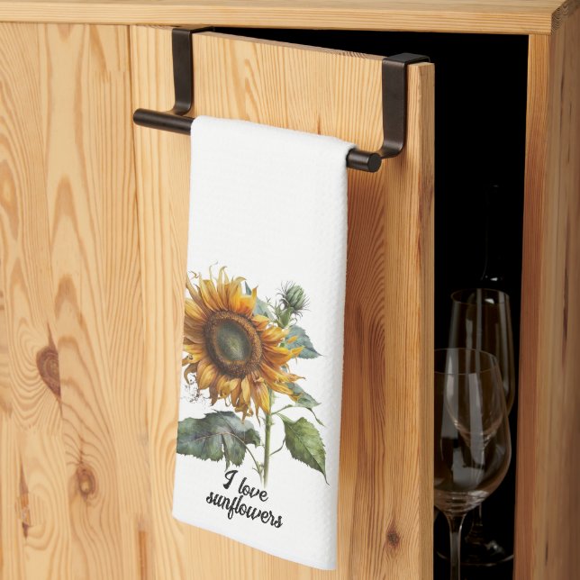 "Sunflowers" Sunflower Tea Towel (Thirds Fold)