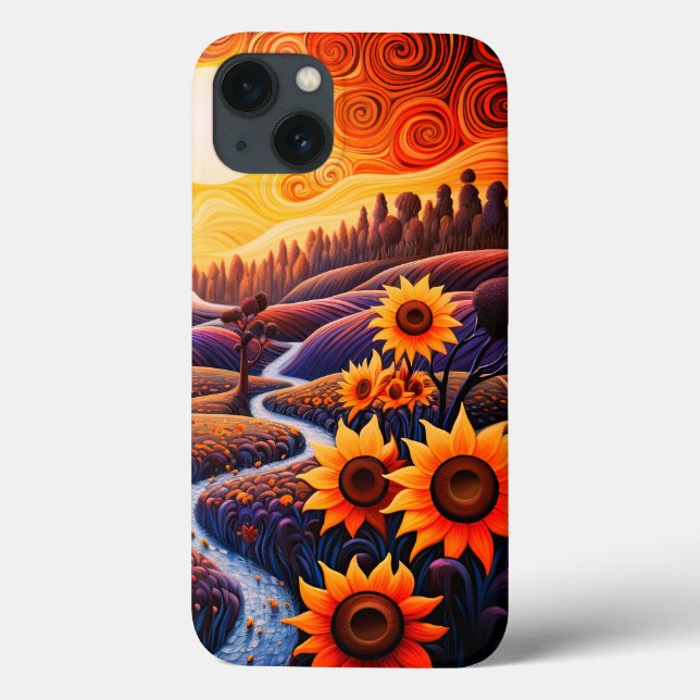 Sunflowers Sunrise Abstract Nature Illustration Case-Mate iPhone Case (Back)