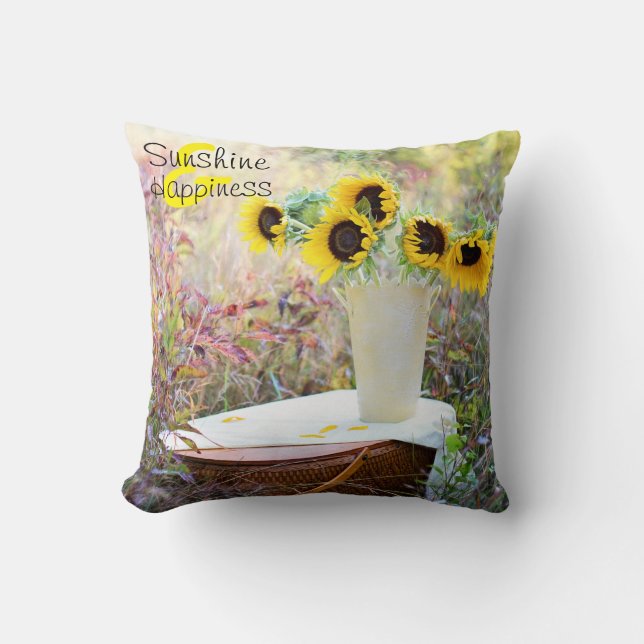 Sunflowers Sunshine & Happiness Cushion (Front)
