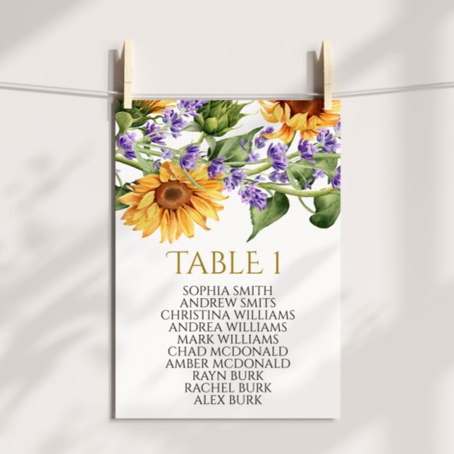 Sunflowers Table Number 1 Seating Chart (Creator Uploaded)