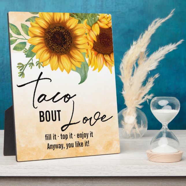 Sunflowers Tacos sign Tabletop Plaque with Easel (Side)