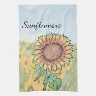 Sunflowers tea towel