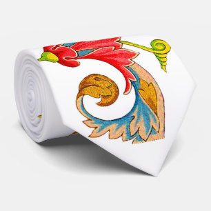 sunflowers tendrils and curlicues print tie