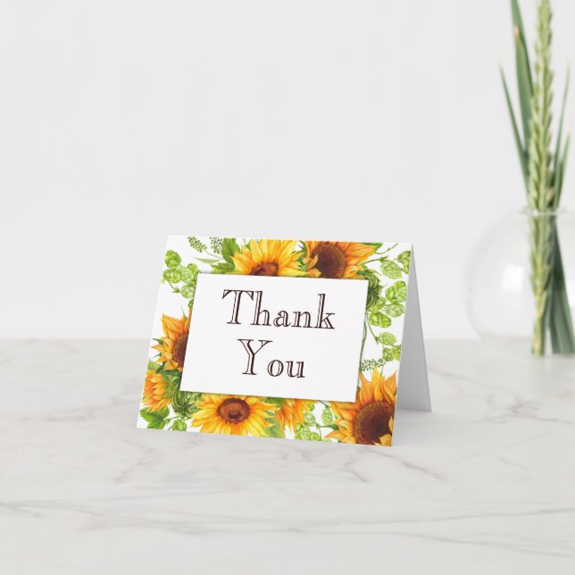 Sunflowers Thank You Cards - Yellow Floral (Front)