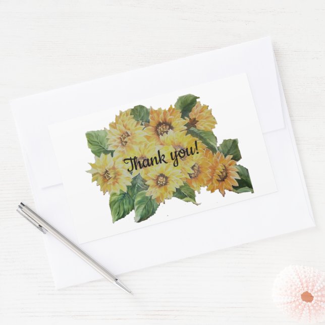 SUNFLOWERS thank you  Rectangular Sticker (Envelope)