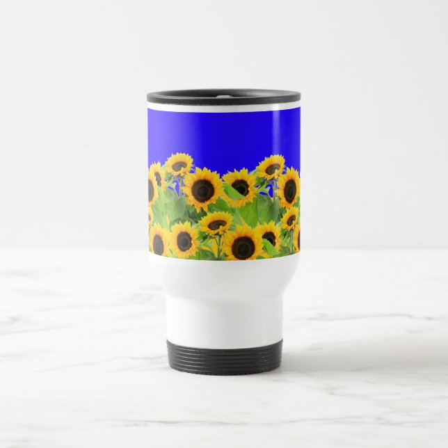 Sunflowers Travel Mug Ukraine Flag Colours (Center)