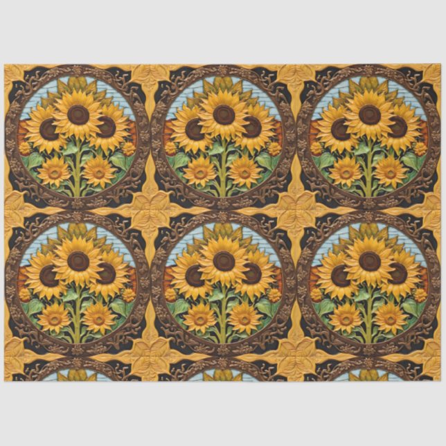 Sunflowers Trendy Beautiful Collection Tissue Paper (Front)
