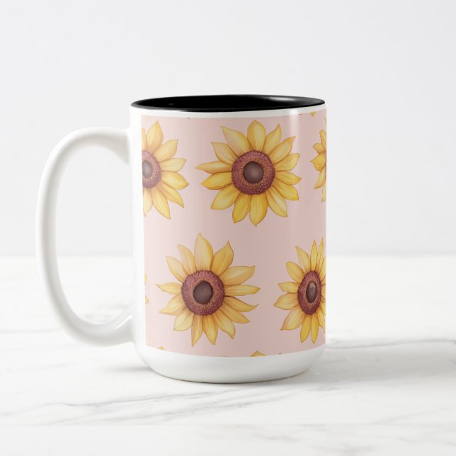 "Sunflowers" Two-Tone Coffee Mug (Left)