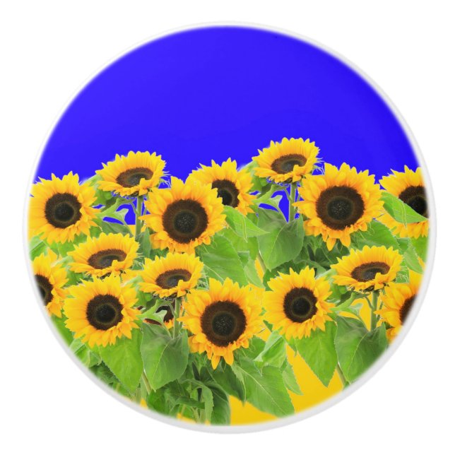 Sunflowers - Ukrainian Flag Peace Freedom Ukraine  Ceramic Knob (Front)