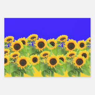 Sunflowers - Ukrainian Flag Peace Freedom Ukraine  Wrapping Paper Sheet